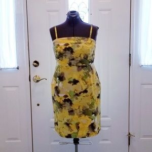 Yellow & Green Watercolor Strapless Dress 10